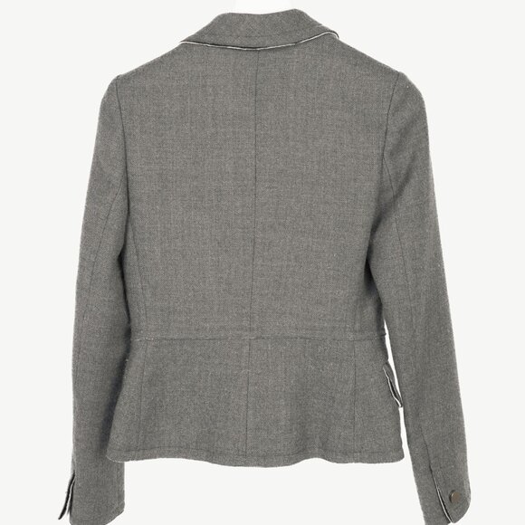 Prada Grey Wool Raw-Edge Tailored Jacket - Picture 2 of 10